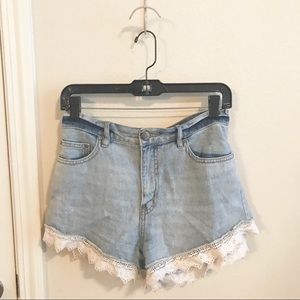 Free People Denim + Lace Shorts